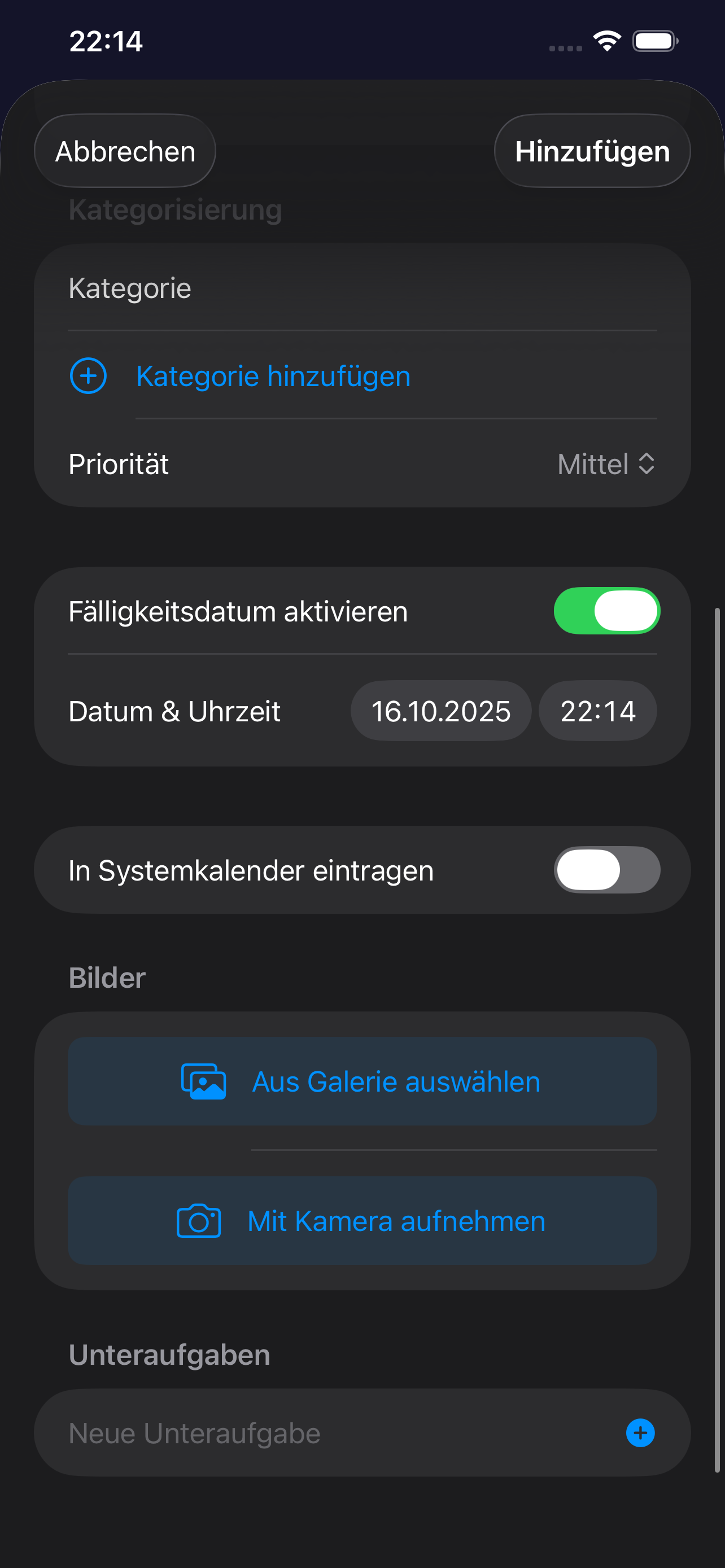 Kalenderansicht mit Tagesaufgaben