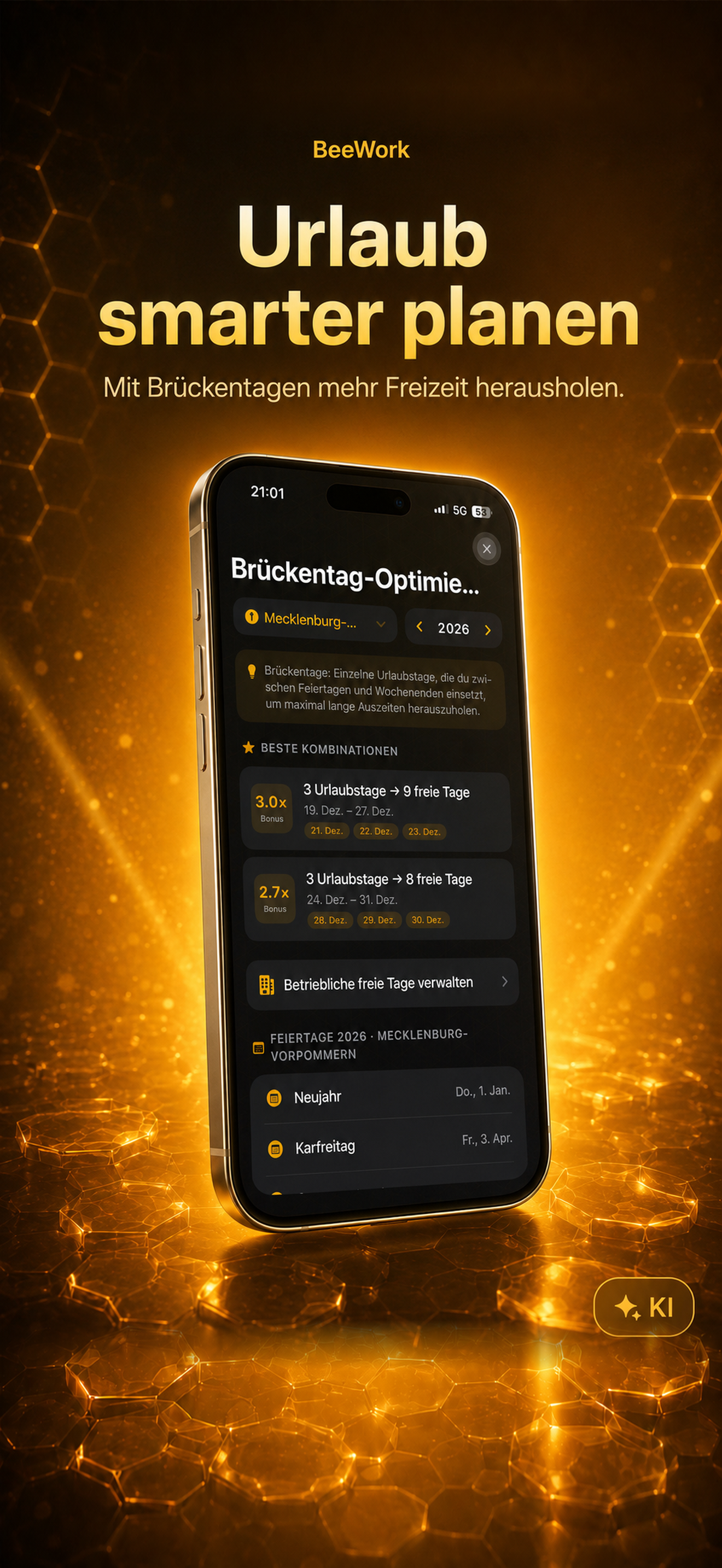 BeeWork Brückentage planen