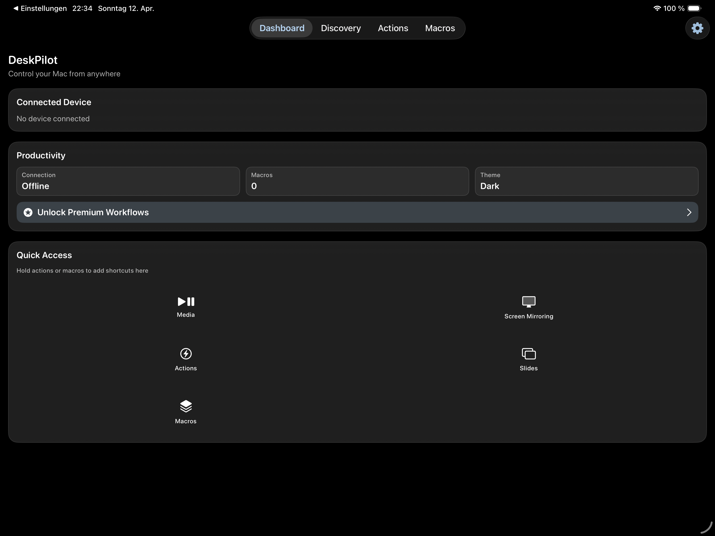 DeskPilot Dashboard auf iPad